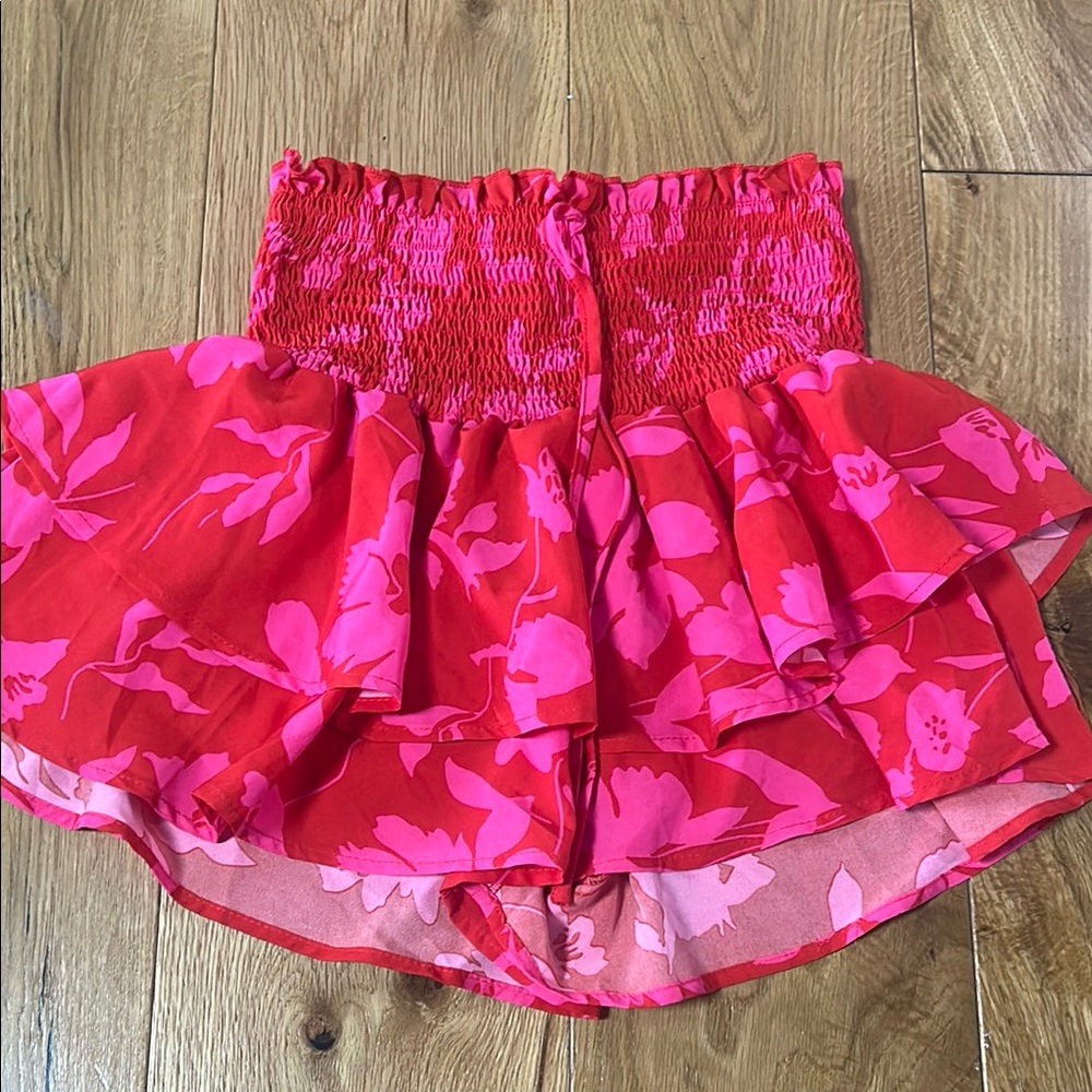 Red and Pink Floral Skirt